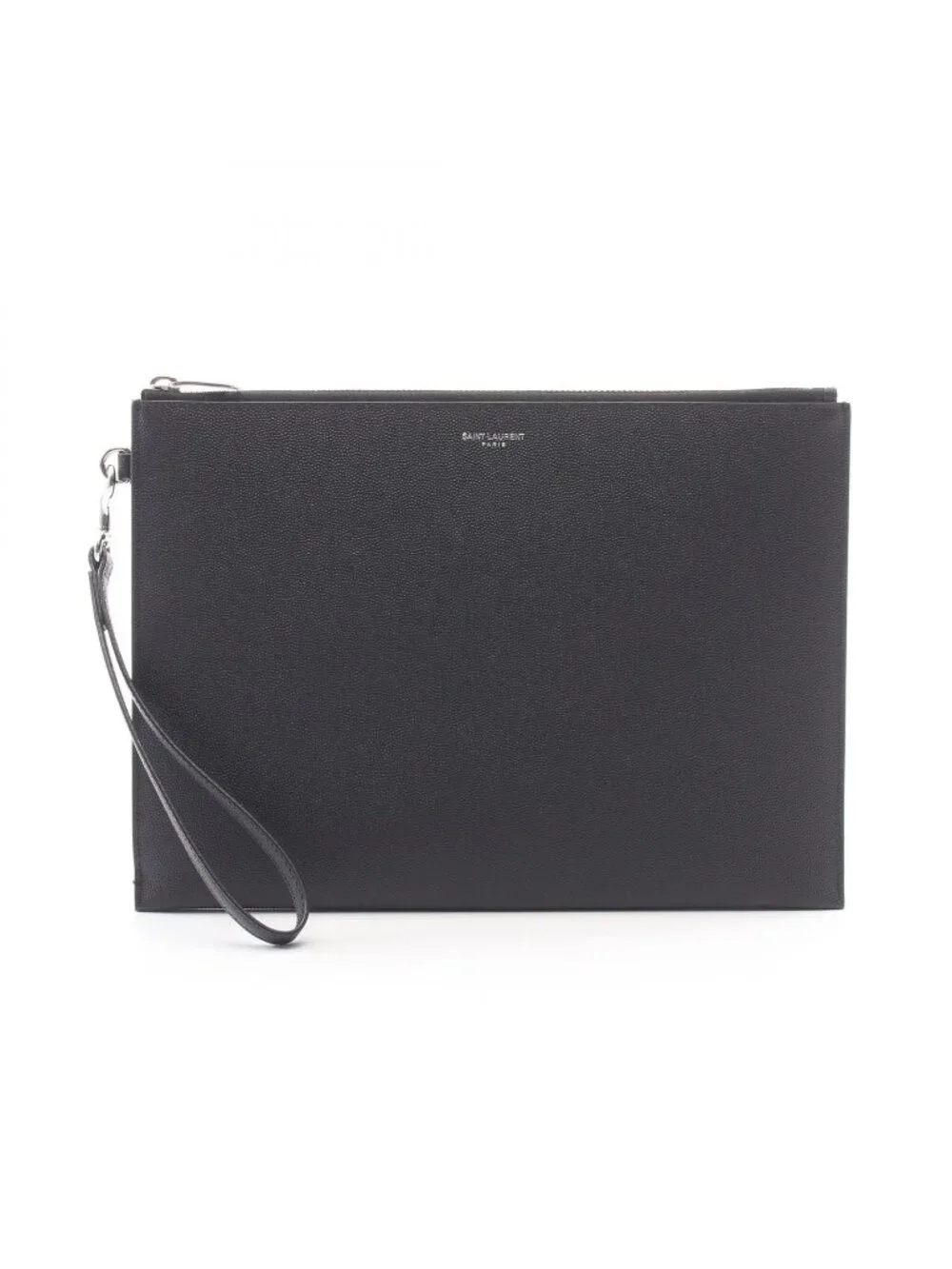 Saint Laurent Paris Clutch Zip Tablet Holder Black Leather